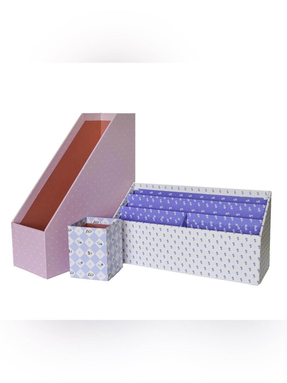 art + desk Pink Desk Organizer Set - 3 Piece Home Storage coquette bow